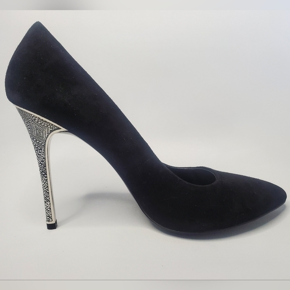 Black Suede embossed silver stilleto heels by TOSCA BLU shoes sz 40 EU (… - Picture 8 of 13